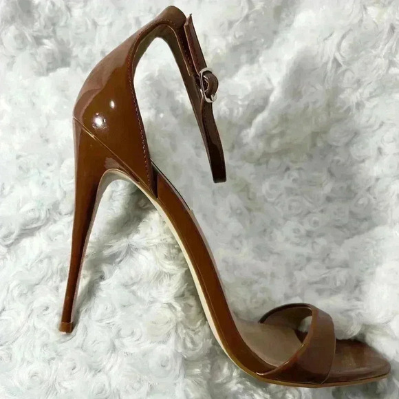 Steve Madden Womens Brown Wafer Patent Stiletto Heels - Picture 7 of 8